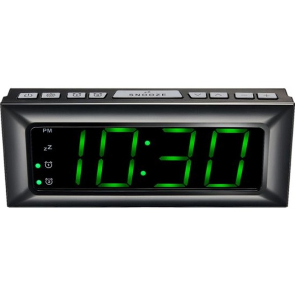 Best Buy essentials™ - BE-CLOPP3 Digital AM / FM Dual Alarm Clock - Black - Picture 1 of 4